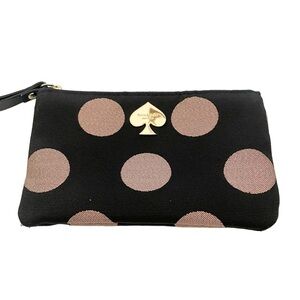 Kate Spade Black Sparkle Polka Dot Zipper Wristlet Wallet
